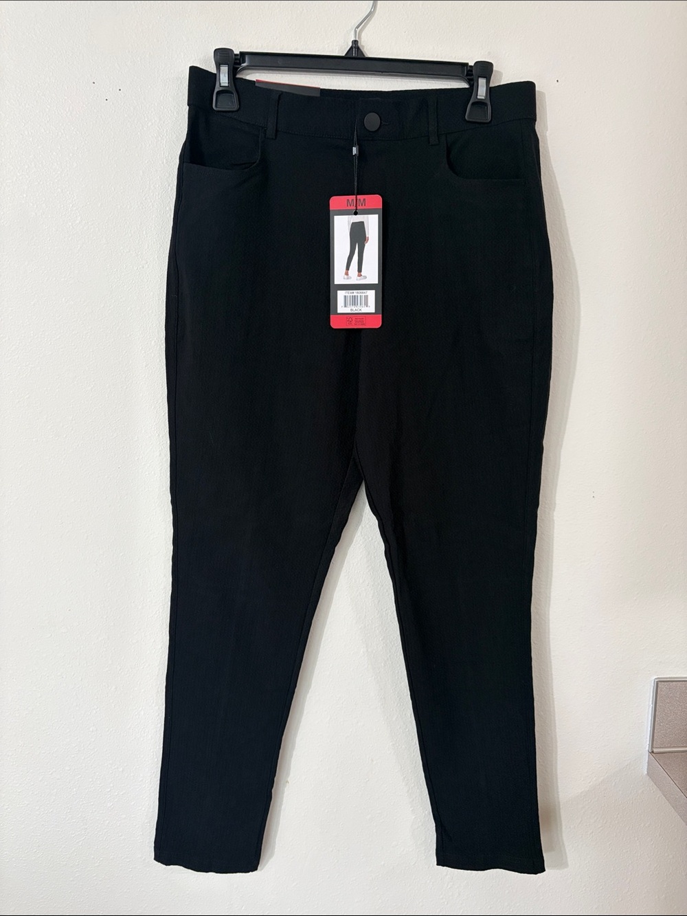 NWT Mario Serrani Textured Pull On Pants Cropped In Black Size M
